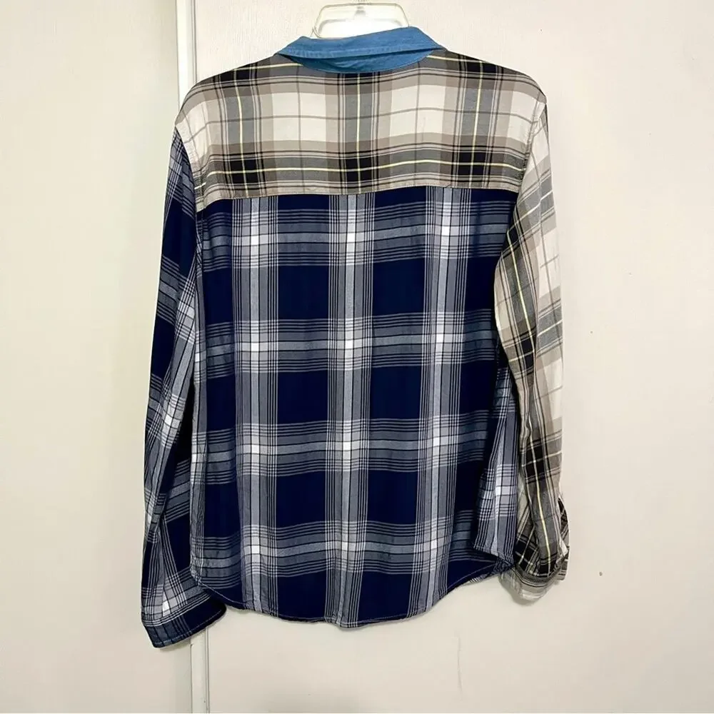 Thread & Supply Plaid Mix Button Down Shirt M - Picture 4 of 7